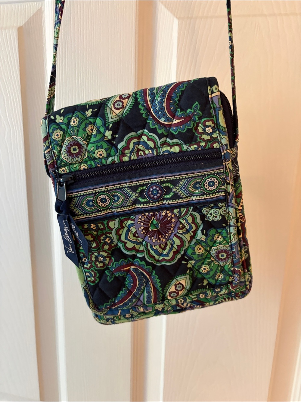 Vera Bradley Navy and Green Paisley Quilted Crossbody